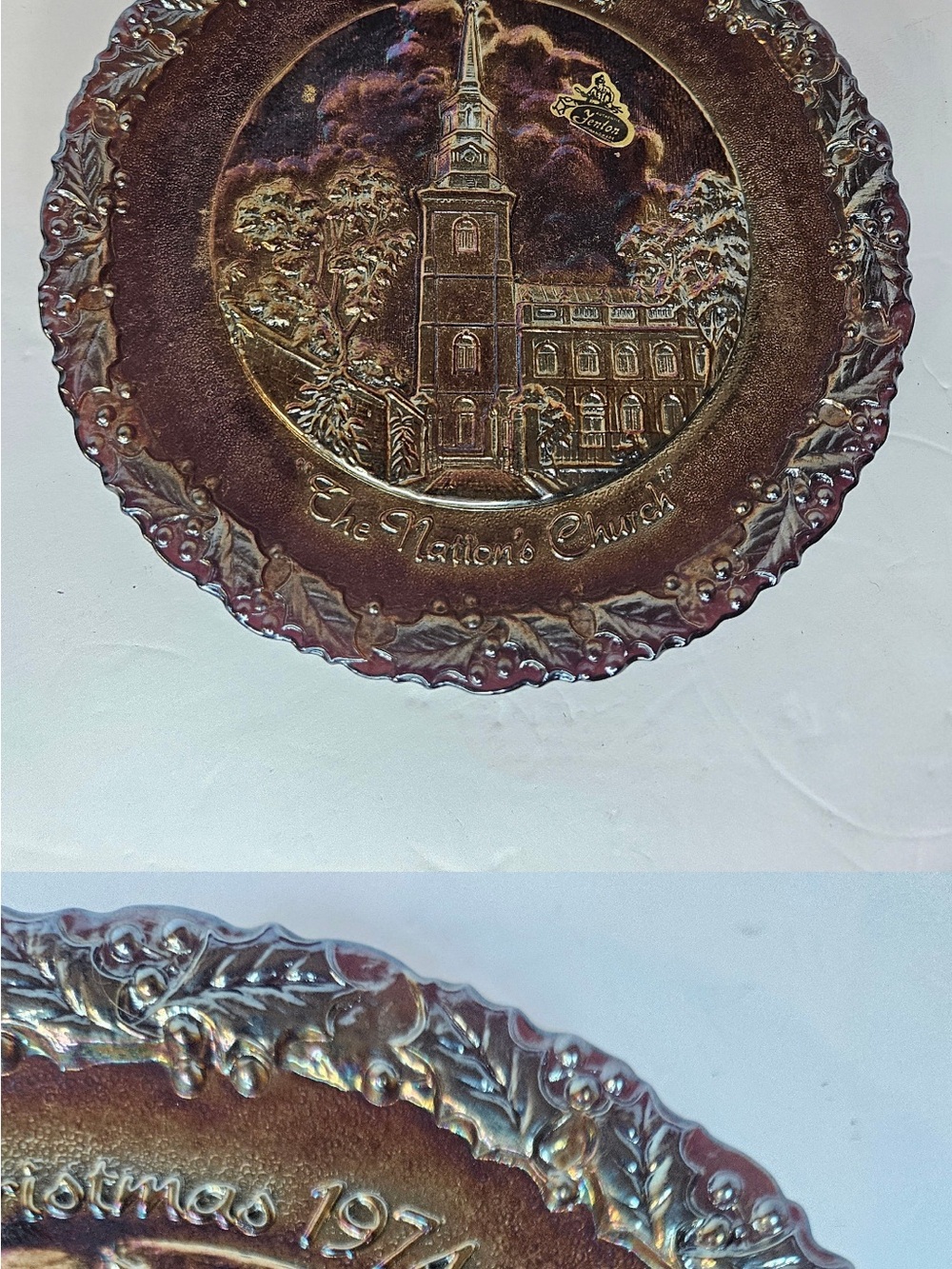 1973 Fenton Art Glass Decorative Church Plate
